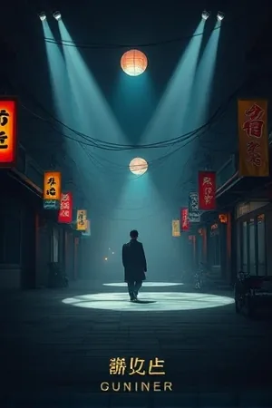 旧唱片店番剧封面，唱片架与试听耳机摆在木质柜台上