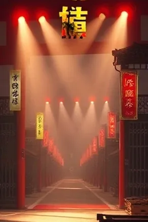 午夜面包房番剧封面，深夜橱窗里亮着灯的面包架